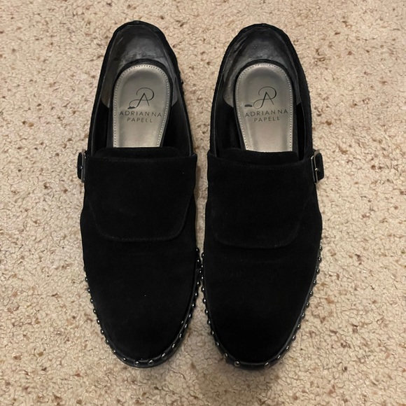 Black Suede Studded Loafers - Picture 6 of 7